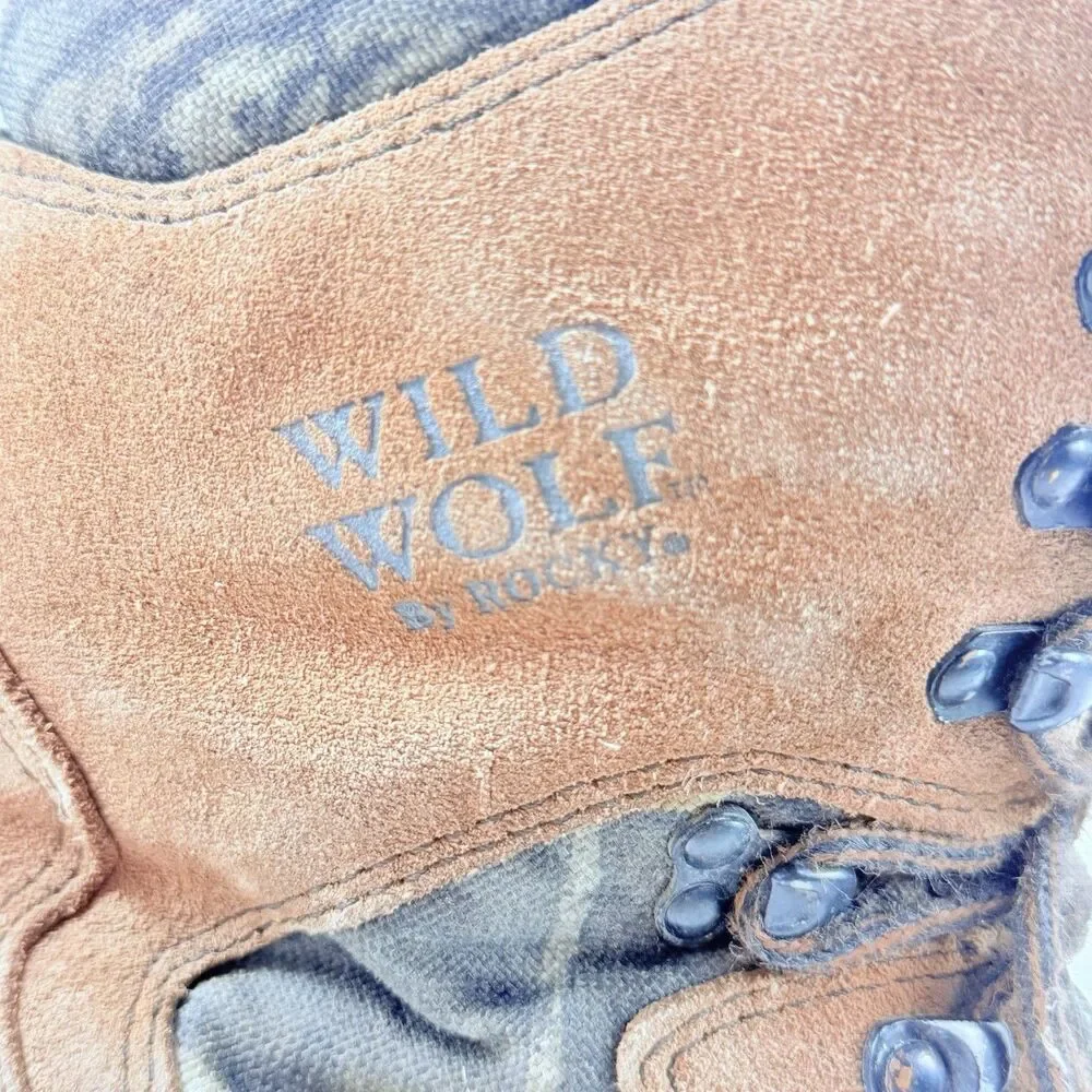 Vintage Rocky Wild Wolf Hunting Boots Mens 9W Camo Thinsulate Ultra 800G Outdoor